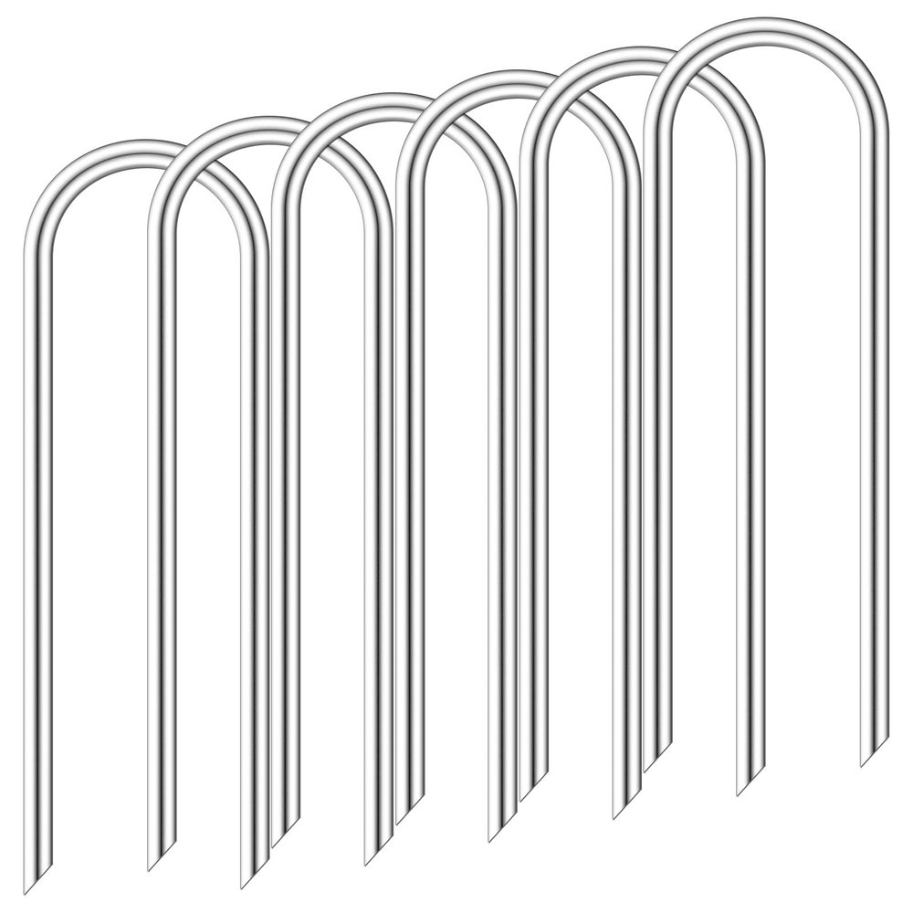 Trampoline Stakes High Wind 12'', Heavy Duty Trampoline Anchors 6pcs, Galvanized Steel Trampoline Tie Down Anchor Kit (U Type 6pcs)
