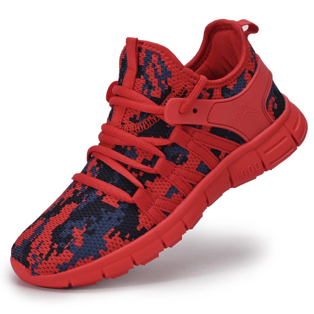 AOE Womens Walking Running Shoes Ultra Lightweight Breathable Mesh Tennis Shoes Non Slip Athletic Workout Gym Sneakers 11women / 10men Camouflage Red