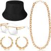 Sintege 80s 90s Outfits Accessories for Men Women Hip Hop Costume Kit,rapper Outfits Hip Hop Jewelry Set for Women Men(Black) view 1