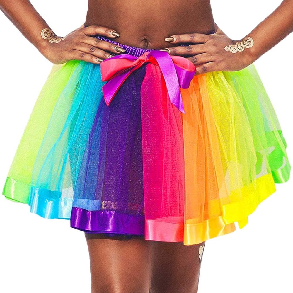 Nicute Rainbow Womens Tutu Layered Tulle Ballet Skirt Rave Festival Colorful Tutu for Adult (Rainbow 1)