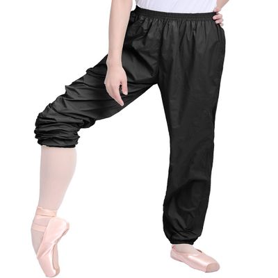 Daydance Black Women Ripstop Dance Pants for Ballet Warm Up, Perspiration Trousers