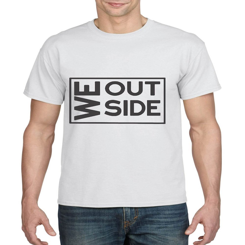 ALLNTRENDS Men's T Shirt We Out Side Cool Graphic Tee Summer Novelty T-Shirt (M, White)