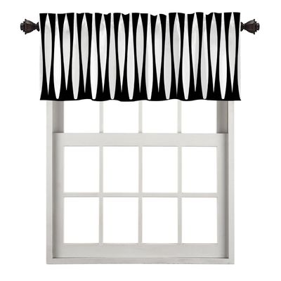 BaoNews Black Modern Curve Stripes Kitchen Valances for Windows,Black White Zebra Stripe Blackout Valances Curtains Multilayer Polyester Drapes for Kitchen Bedroom 1 Pack 52X18 Inches