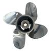 ARKDOZA 4 Blade 15-35HP 14 Spline Tooth RH SS Prop High Polished Stainless Steel Outboard Propeller for BRP Johnson Evinrude OMC Stern Drive Motor Engine with Rubber hub (9.9"(Dia) x9(Pitch), Right) view 2