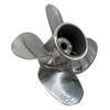 ARKDOZA 4 Blade 15-35HP 14 Spline Tooth RH SS Prop High Polished Stainless Steel Outboard Propeller for BRP Johnson Evinrude OMC Stern Drive Motor Engine with Rubber hub (9.9"(Dia) x9(Pitch), Right) view 3