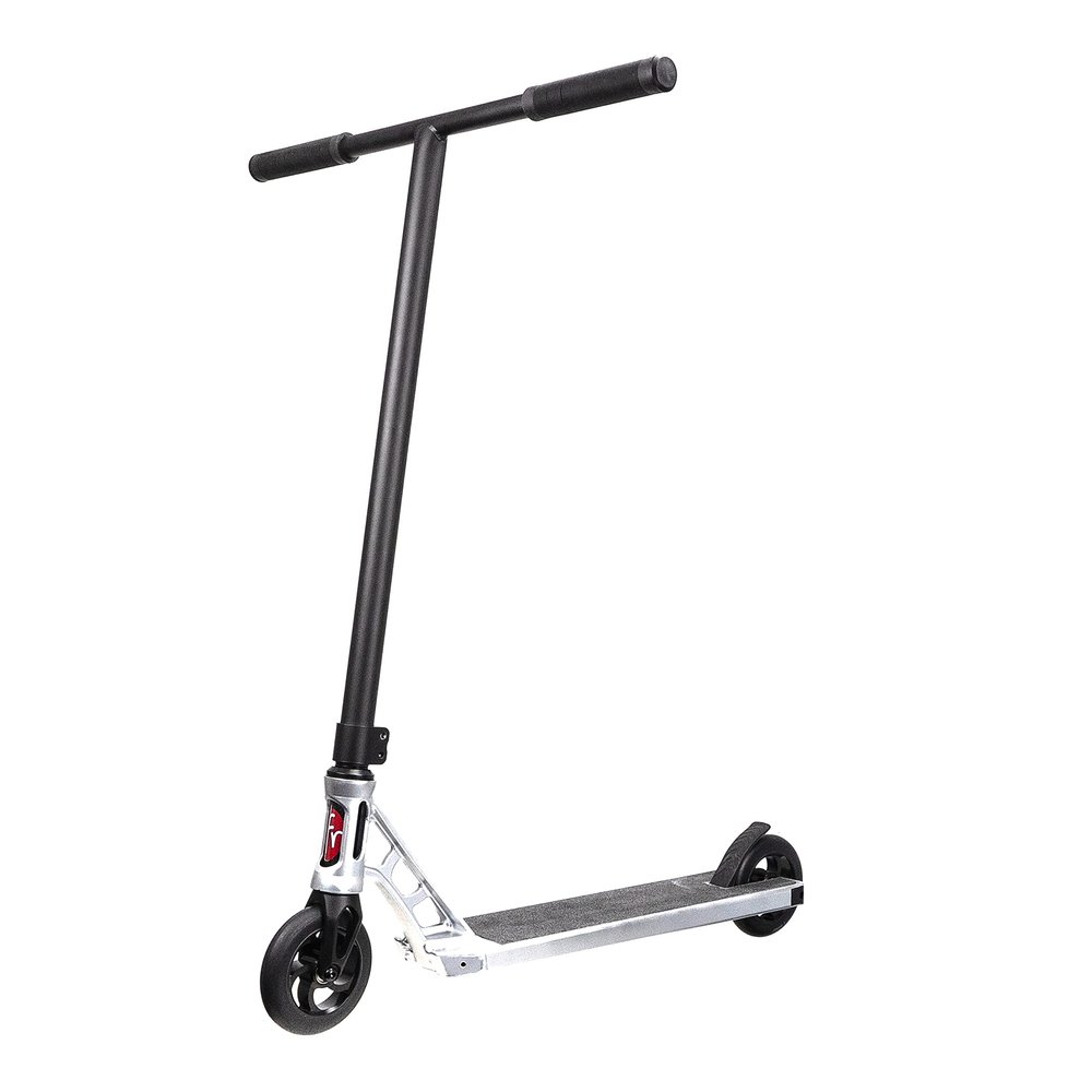 FREERIDER Silver Aluminium 6061 Deck, 2 CLAMP Aluminium Fork, Wheels AL /PU, Bearing - ABEC 9, Handle - CHROMOLY Steel ??? Stunt Kick Scooter 110ST - BulavO - Silver