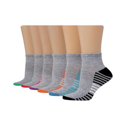 Hanes womens 6-pair Comfort Fit Ankle fashion liner socks, Gray Assorted, 12-Aug US