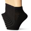 Hanes womens 10-pair Value Pack Ankle fashion liner socks, Black, 12-Aug US view 1