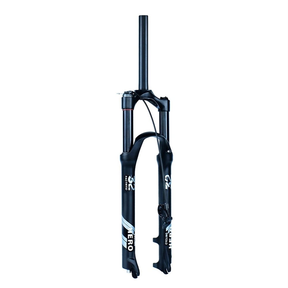 Jejy MTB Air Suspension Forks Ultralight Magnesium Alloy Travel 120mm Threadless Steerer Pressure Straight/Tapered Tube Mountain Bike Front Fork Bicycle Accessories Matte Black Manual Lockout/Remote