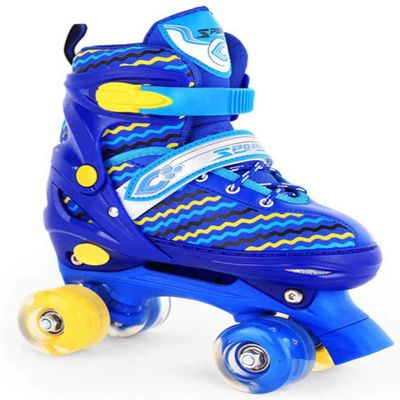 WSJYP Roller Skates, Double-Row Adjustable Inline Skates, Children's Training Quad Skates,Blue-M33-37