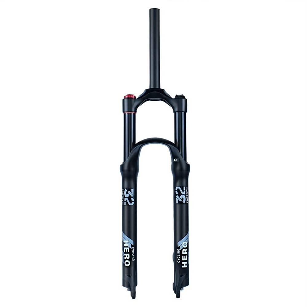 Jejy MTB Air Suspension Forks Ultralight Magnesium Alloy Travel 120mm Threadless Steerer Pressure Straight/Tapered Tube Mountain Bike Front Fork Bicycle Accessories Matte Black Manual Lockout/Remote