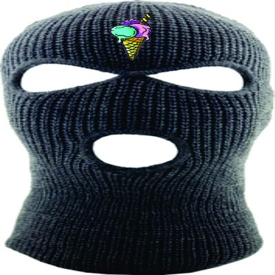 ALLNTRENDS Ski Mask Adult Three Hole Mask Ice Cream Embroidered Full Face Cover Knitted Beanie Warm Graphic Balaclava (Grey)