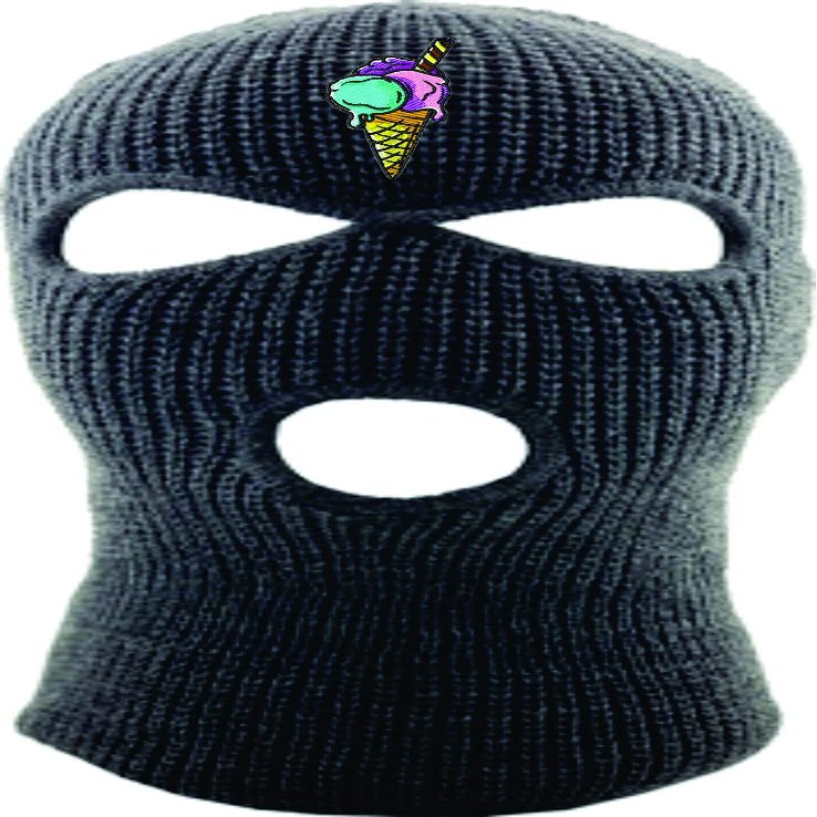 ALLNTRENDS Ski Mask Adult Three Hole Mask Ice Cream Embroidered Full Face Cover Knitted Beanie Warm Graphic Balaclava (Grey)