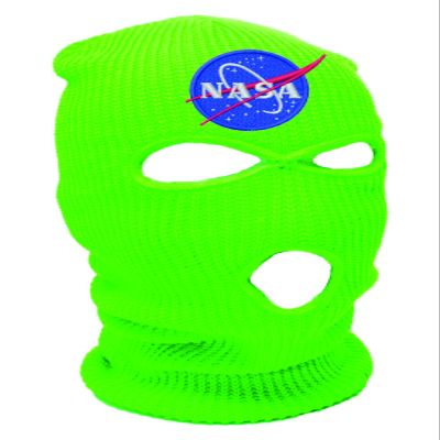 ALLNTRENDS Ski Mask Adult Three Hole Mask NASA Embroidered Full Face Cover Knitted Beanie Warm Graphic Balaclava Hat (Green)