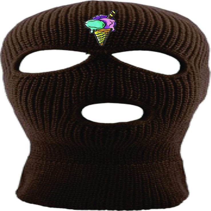 ALLNTRENDS Ski Mask Adult Three Hole Mask Ice Cream Embroidered Full Face Cover Knitted Beanie Warm Graphic Balaclava (Brown)