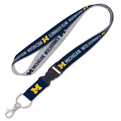 Caseys Michigan Wolverines Lanyard with Detachable Buckle 1" Width - Heathered/Jersey Print
