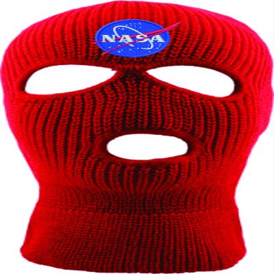 ALLNTRENDS Ski Mask Adult Three Hole Mask NASA Embroidered Full Face Cover Knitted Beanie Warm Graphic Balaclava Hat (Red)