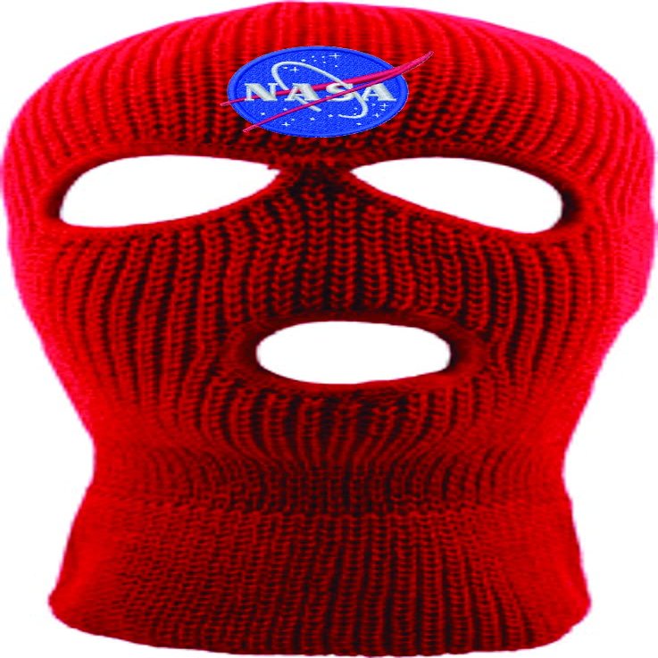 ALLNTRENDS Ski Mask Adult Three Hole Mask NASA Embroidered Full Face Cover Knitted Beanie Warm Graphic Balaclava Hat (Red)
