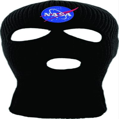 ALLNTRENDS Ski Mask Adult Three Hole Mask NASA Embroidered Full Face Cover Knitted Beanie Warm Graphic Balaclava Hat (Black)