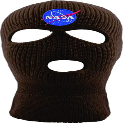 ALLNTRENDS Ski Mask Adult Three Hole Mask NASA Embroidered Full Face Cover Knitted Beanie Warm Graphic Balaclava Hat (Maroon)