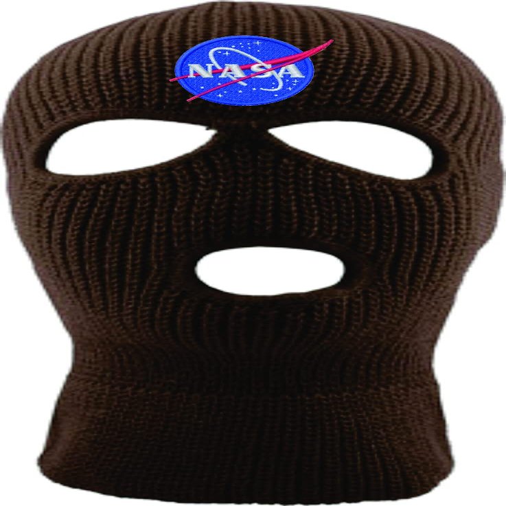 ALLNTRENDS Ski Mask Adult Three Hole Mask NASA Embroidered Full Face Cover Knitted Beanie Warm Graphic Balaclava Hat (Maroon)