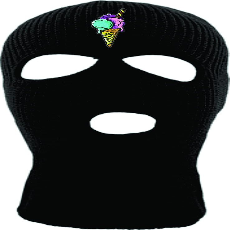 ALLNTRENDS Ski Mask Adult Three Hole Mask Ice Cream Embroidered Full Face Cover Knitted Beanie Warm Graphic Balaclava (Black)