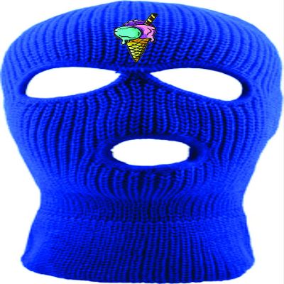 ALLNTRENDS Ski Mask Adult Three Hole Mask Ice Cream Embroidered Full Face Cover Knitted Beanie Warm Graphic Balaclava (Royal Blue)