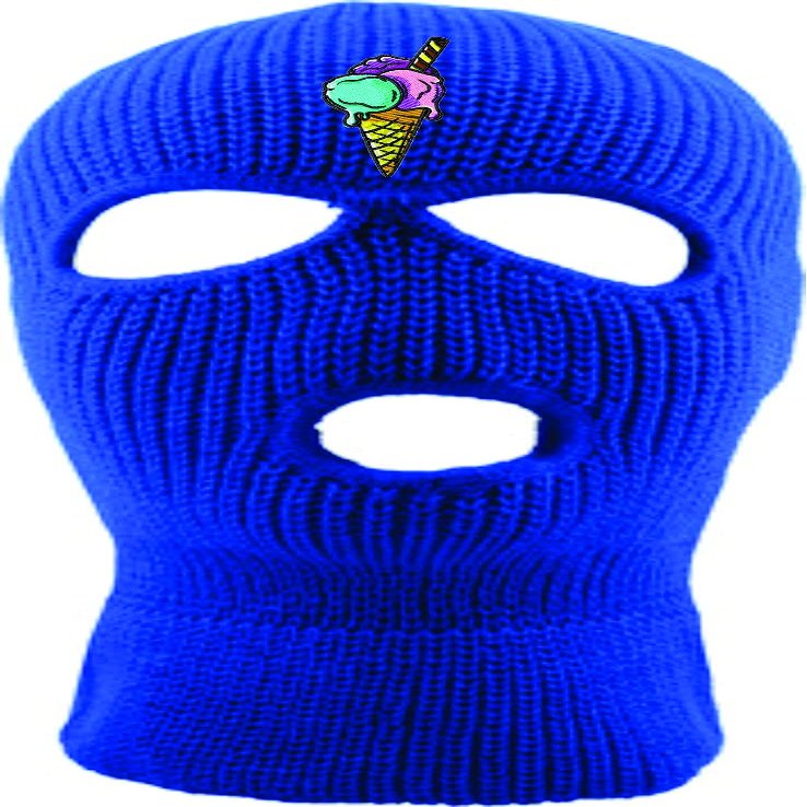 ALLNTRENDS Ski Mask Adult Three Hole Mask Ice Cream Embroidered Full Face Cover Knitted Beanie Warm Graphic Balaclava (Royal Blue)