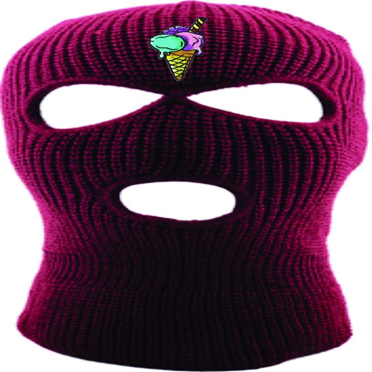 ALLNTRENDS Ski Mask Adult Three Hole Mask Ice Cream Embroidered Full Face Cover Knitted Beanie Warm Graphic Balaclava (Maroon)