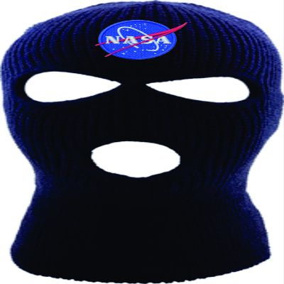ALLNTRENDS Ski Mask Adult Three Hole Mask NASA Embroidered Full Face Cover Knitted Beanie Warm Graphic Balaclava Hat (Navy Blue)