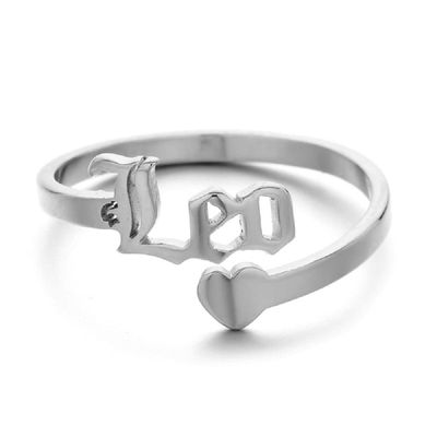 12 Zodiac Old English Letter Adjustable Stainless Steel Rings Gift for Women Dainty 12 Constellation Rings