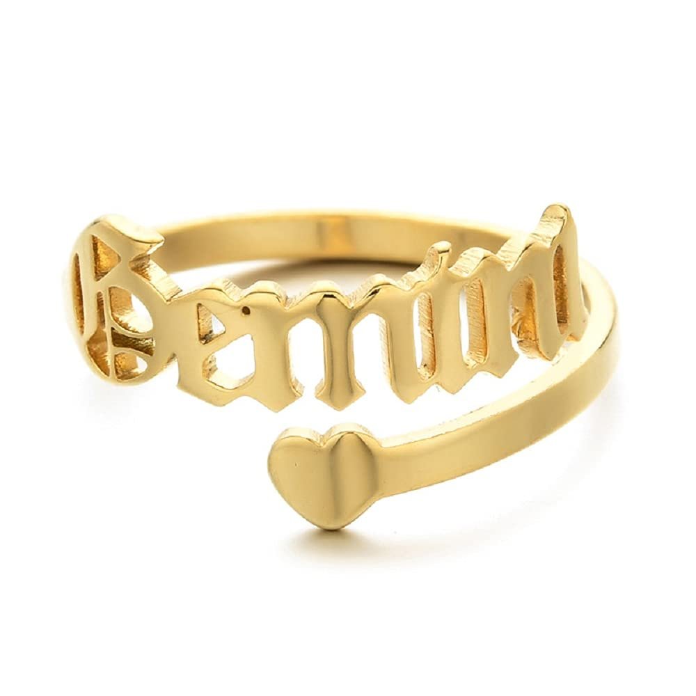 12 Zodiac Old English Letter Adjustable Stainless Steel Rings Gift for Women Dainty 12 Constellation Rings