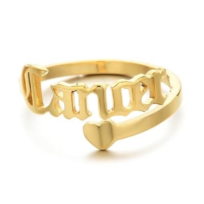 12 Zodiac Old English Letter Adjustable Stainless Steel Rings Gift for Women Dainty 12 Constellation Rings