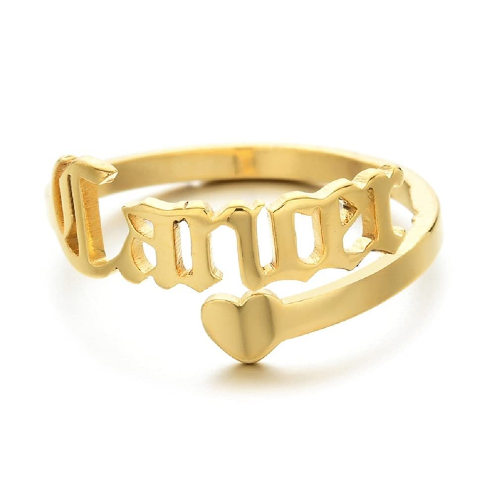 12 Zodiac Old English Letter Adjustable Stainless Steel Rings Gift for Women Dainty 12 Constellation Rings