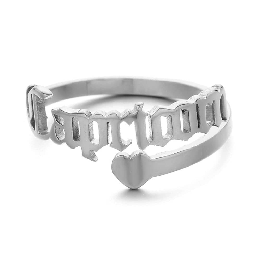 12 Zodiac Old English Letter Adjustable Stainless Steel Rings Gift for Women Dainty 12 Constellation Rings