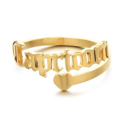 12 Zodiac Old English Letter Adjustable Stainless Steel Rings Gift for Women Dainty 12 Constellation Rings