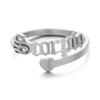 12 Zodiac Old English Letter Adjustable Stainless Steel Rings Gift for Women Dainty 12 Constellation Rings view 1