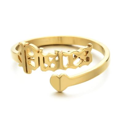12 Zodiac Old English Letter Adjustable Stainless Steel Rings Gift for Women Dainty 12 Constellation Rings