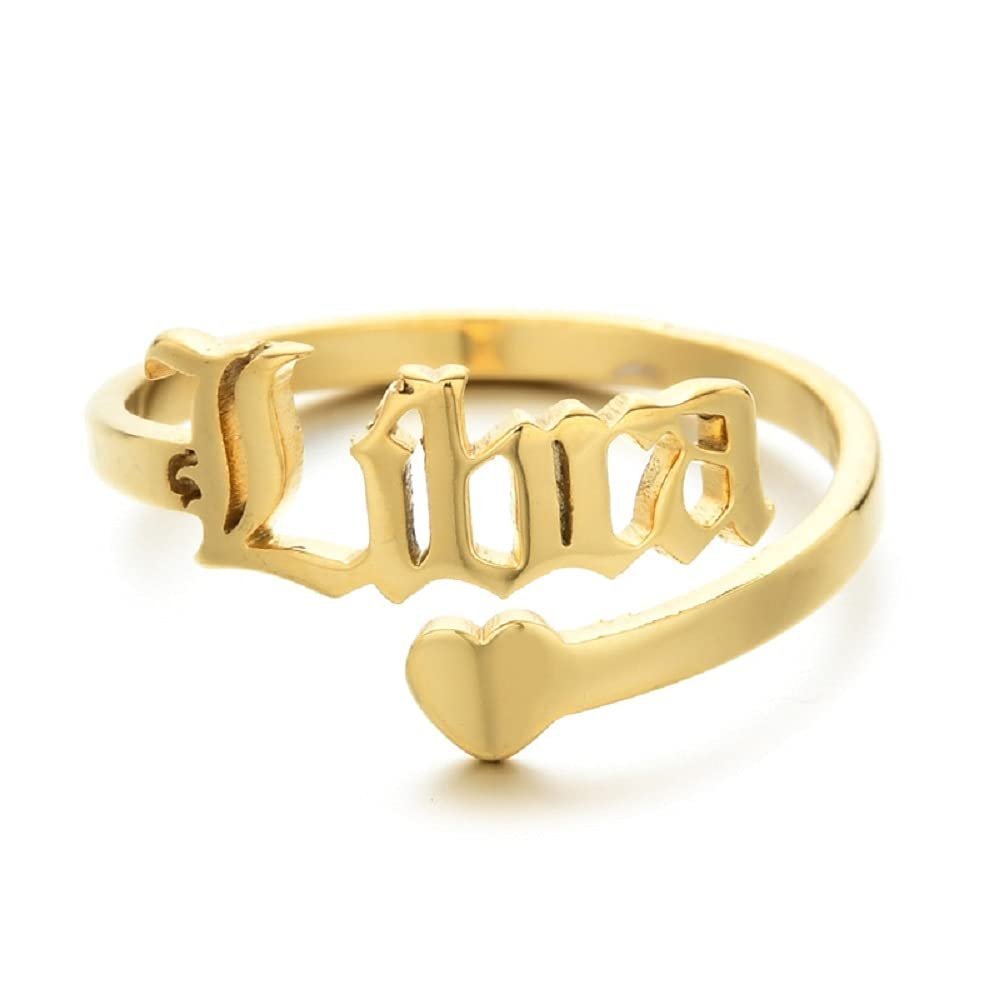 12 Zodiac Old English Letter Adjustable Stainless Steel Rings Gift for Women Dainty 12 Constellation Rings