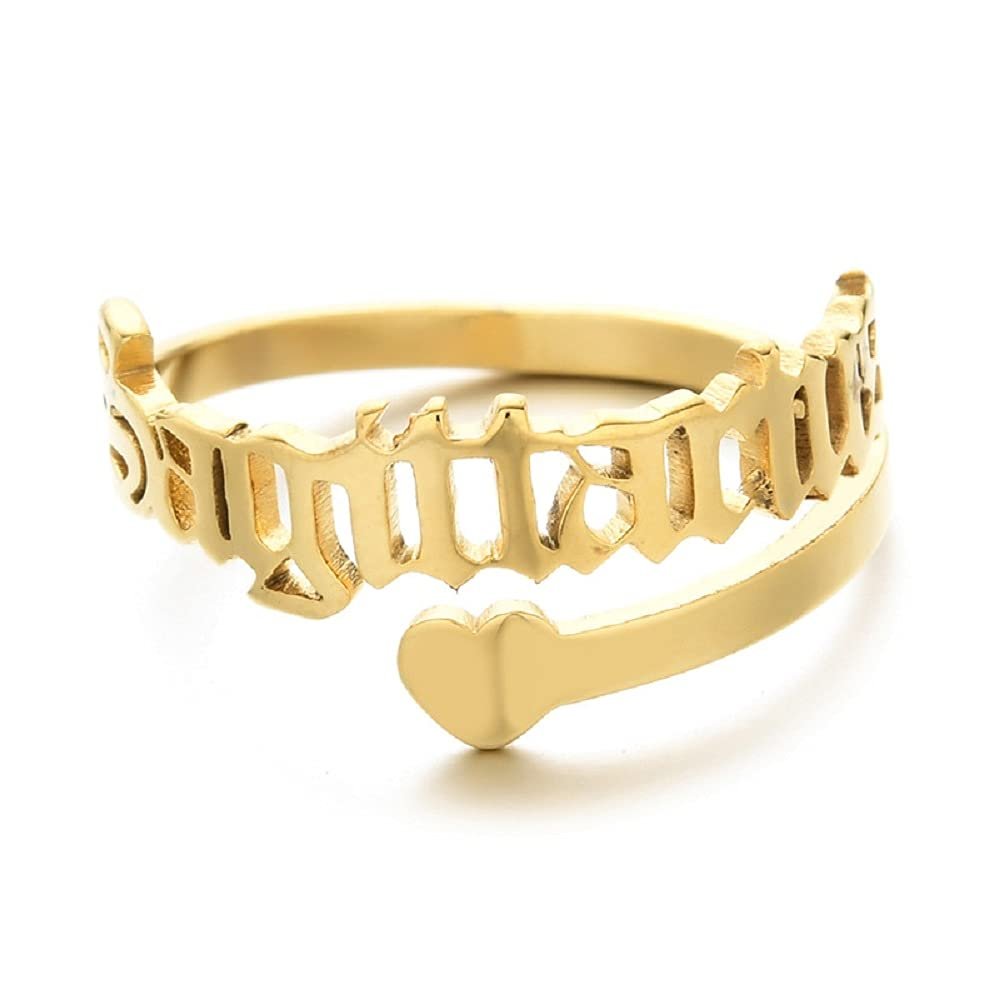 12 Zodiac Old English Letter Adjustable Stainless Steel Rings Gift for Women Dainty 12 Constellation Rings