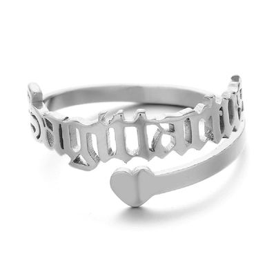 12 Zodiac Old English Letter Adjustable Stainless Steel Rings Gift for Women Dainty 12 Constellation Rings