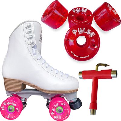 Atom Skates Jackson Mystique Viper/Nylon Plate/Size: Women's Adult 9 Bundle with Red Atom Pulse Wheels and Tool