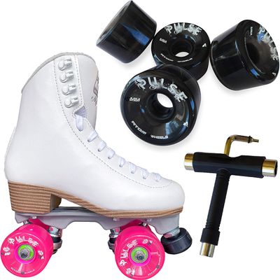 Atom Skates Jackson Mystique Viper/Nylon Plate/Size: Women's Adult 8 Bundle with Black Atom Pulse Wheels and Tool