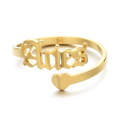 12 Zodiac Old English Letter Adjustable Stainless Steel Rings Gift for Women Dainty 12 Constellation Rings