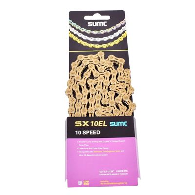 Bike Chain 9/10/11/12 Speed, 116/126-Link Ultralight Hollow Half Hollow Gold Color Chain for Mountain Bike Road Bike,10 Speed