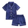 MYGBCPJS 2Pcs Boys Girls Satin Pajamas Set Button-Down Classic Silk Pjs Sleepwear Short Sleeve Top + Shorts Loungewear view 1