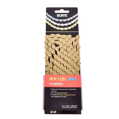 Bike Chain 9/10/11/12 Speed, 116/126-Link Ultralight Hollow Half Hollow Gold Color Chain for Mountain Bike Road Bike,12 Speed