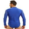 Yeeye Men's Sparkle Rhinestones V Neck Tango Dance Leotard Shirt Bodysuit Zipper Ballet Dancewear Royal_Blue Large view 4