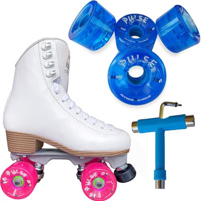 Atom Skates Jackson Mystique Viper/Nylon Plate/Size: Women's Adult 4 Bundle with Blue Atom Pulse Wheels and Tool