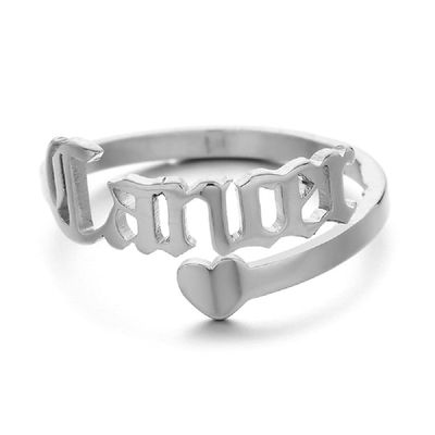 12 Zodiac Old English Letter Adjustable Stainless Steel Rings Gift for Women Dainty 12 Constellation Rings